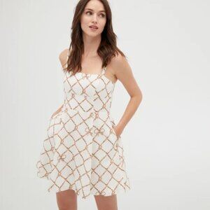 The Margot Mini Dress | Nautical Trellis Linen | M